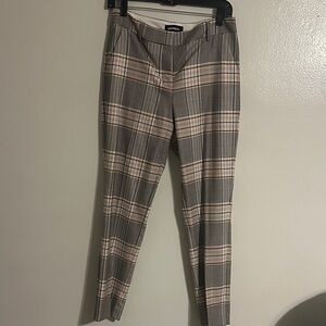 Express Women's Plaid Ankle Pants - Black, Tan, and Pink